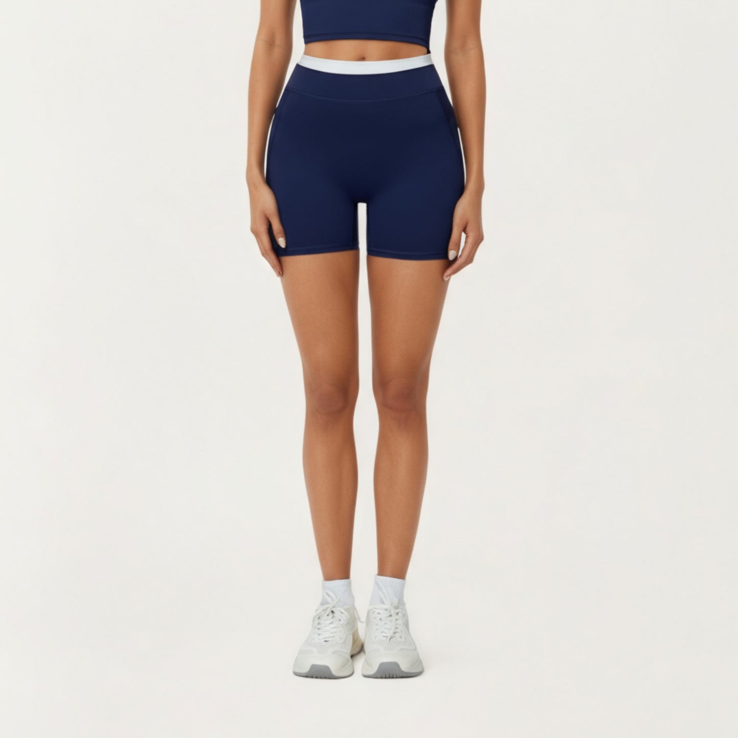 High Waist Compression Bike Shorts with Wide Supportive Waistband and Smooth Contoured Fit for Streamlined Performance