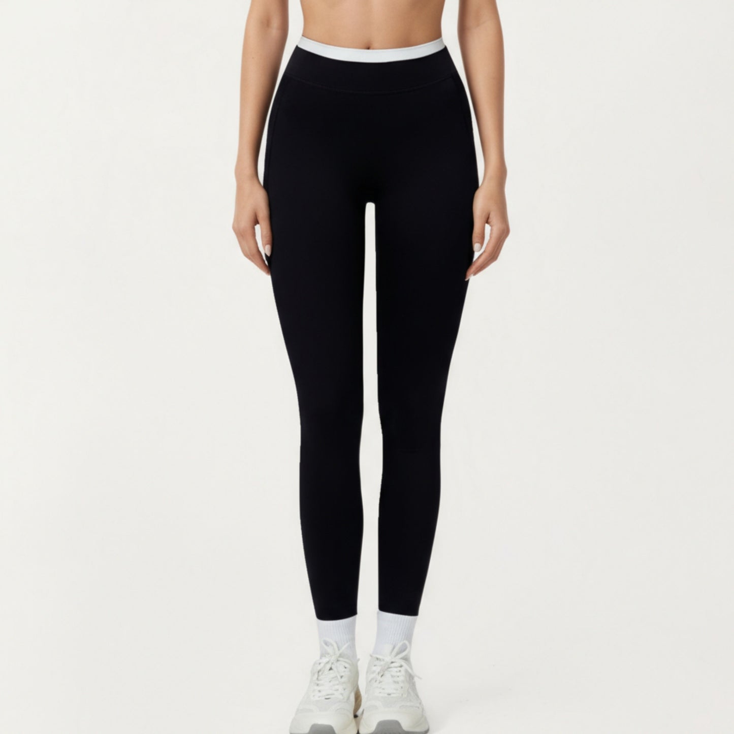 High Waist Compression Leggings with Wide Supportive Waistband and Sleek Contoured Fit for Streamlined Active Comfort