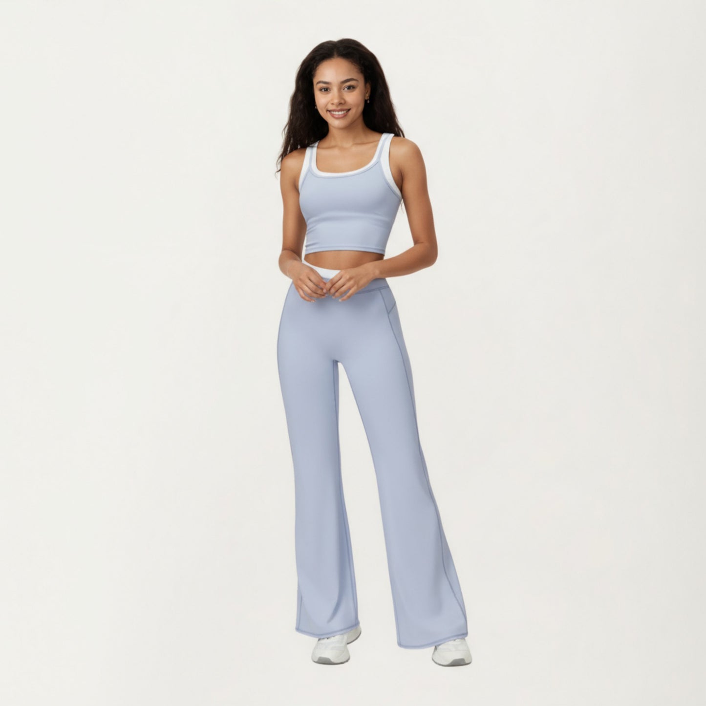 High Waist Flare Leg Active Pants with Wide Supportive Waistband and Smooth Streamlined Silhouette for Everyday Comfort