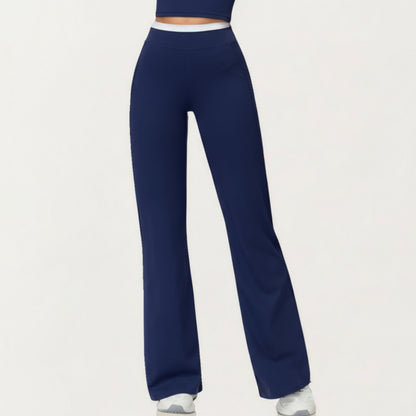 High Waist Flare Leg Active Pants with Wide Supportive Waistband and Smooth Streamlined Silhouette for Everyday Comfort