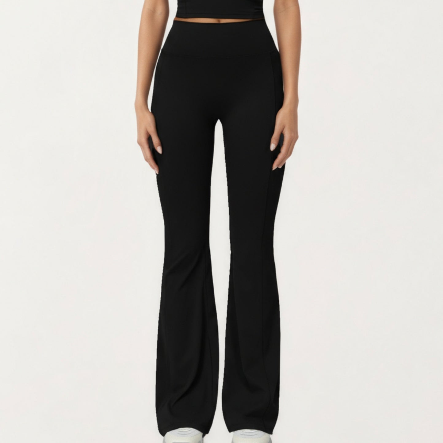 High Waist Flare Leg Athletic Pants with Smooth Stretch Fabric and Contoured Supportive Fit for Comfortable Daily Movement