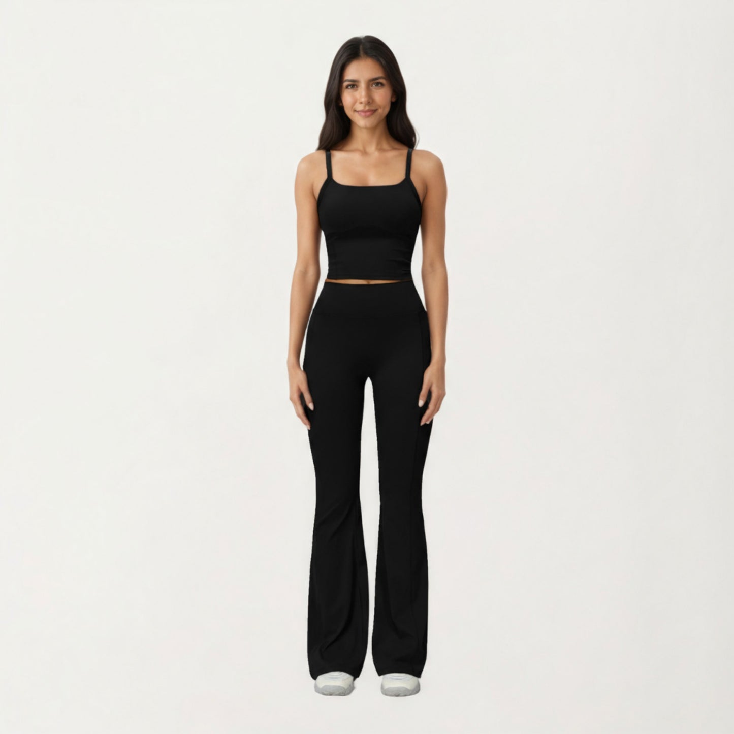High Waist Flare Leg Athletic Pants with Smooth Stretch Fabric and Contoured Supportive Fit for Comfortable Daily Movement