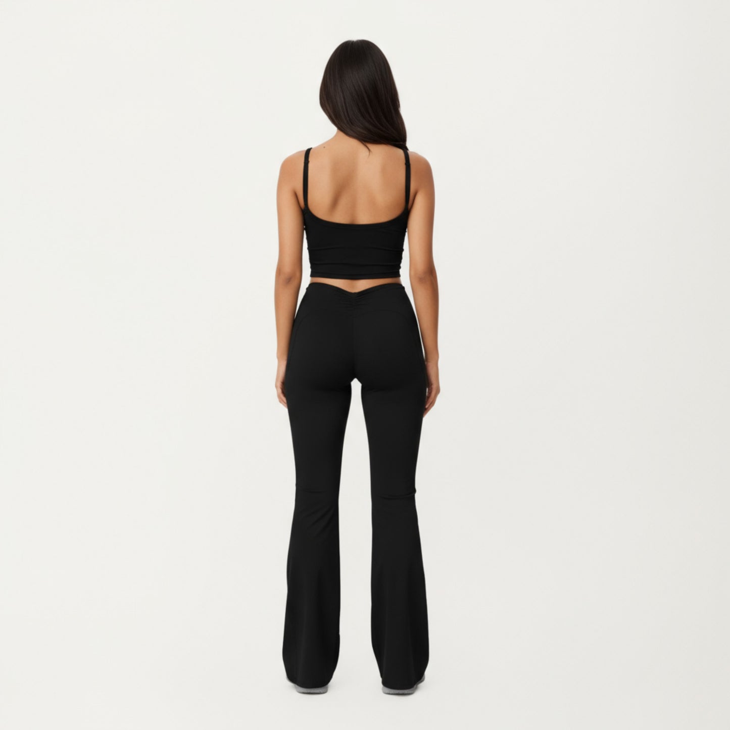 High Waist Flare Leg Athletic Pants with Smooth Stretch Fabric and Contoured Supportive Fit for Comfortable Daily Movement