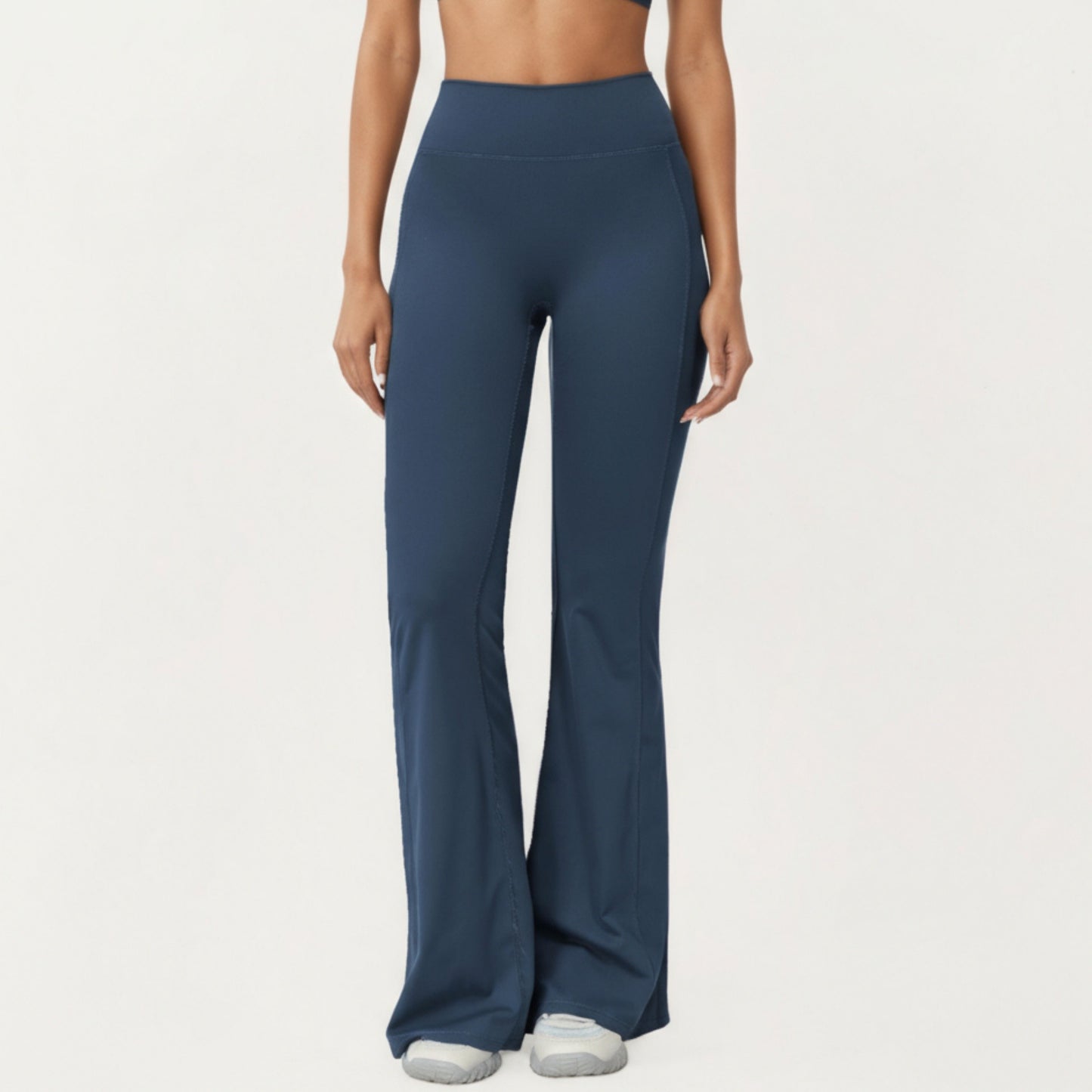 High Waist Flare Leg Athletic Pants with Smooth Stretch Fabric and Contoured Supportive Fit for Comfortable Daily Movement