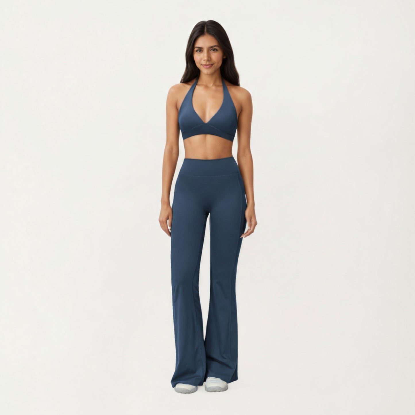 High Waist Flare Leg Athletic Pants with Smooth Stretch Fabric and Contoured Supportive Fit for Comfortable Daily Movement