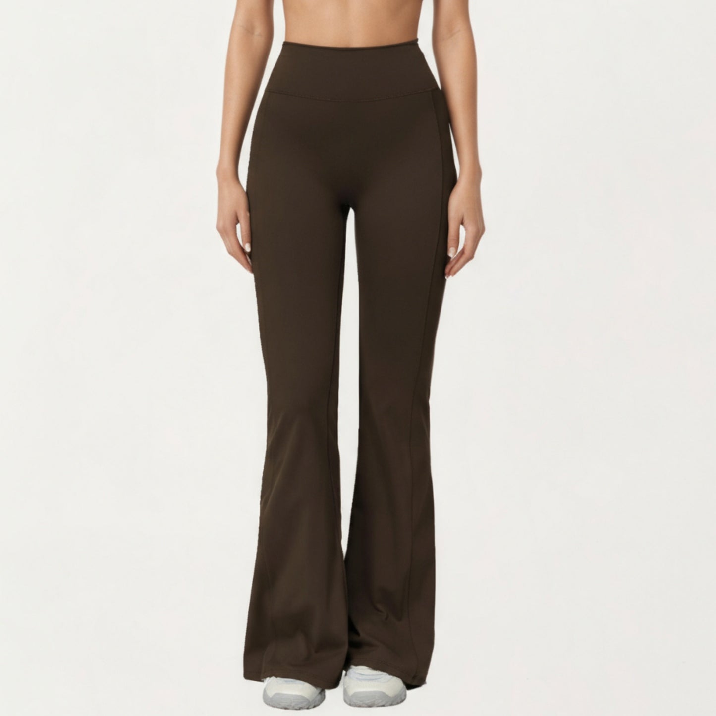 High Waist Flare Leg Athletic Pants with Smooth Stretch Fabric and Contoured Supportive Fit for Comfortable Daily Movement
