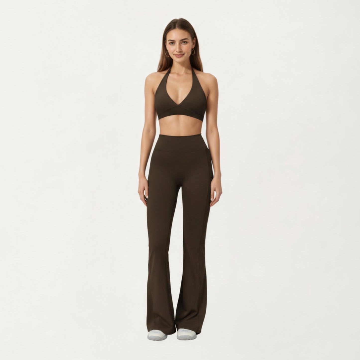 High Waist Flare Leg Athletic Pants with Smooth Stretch Fabric and Contoured Supportive Fit for Comfortable Daily Movement