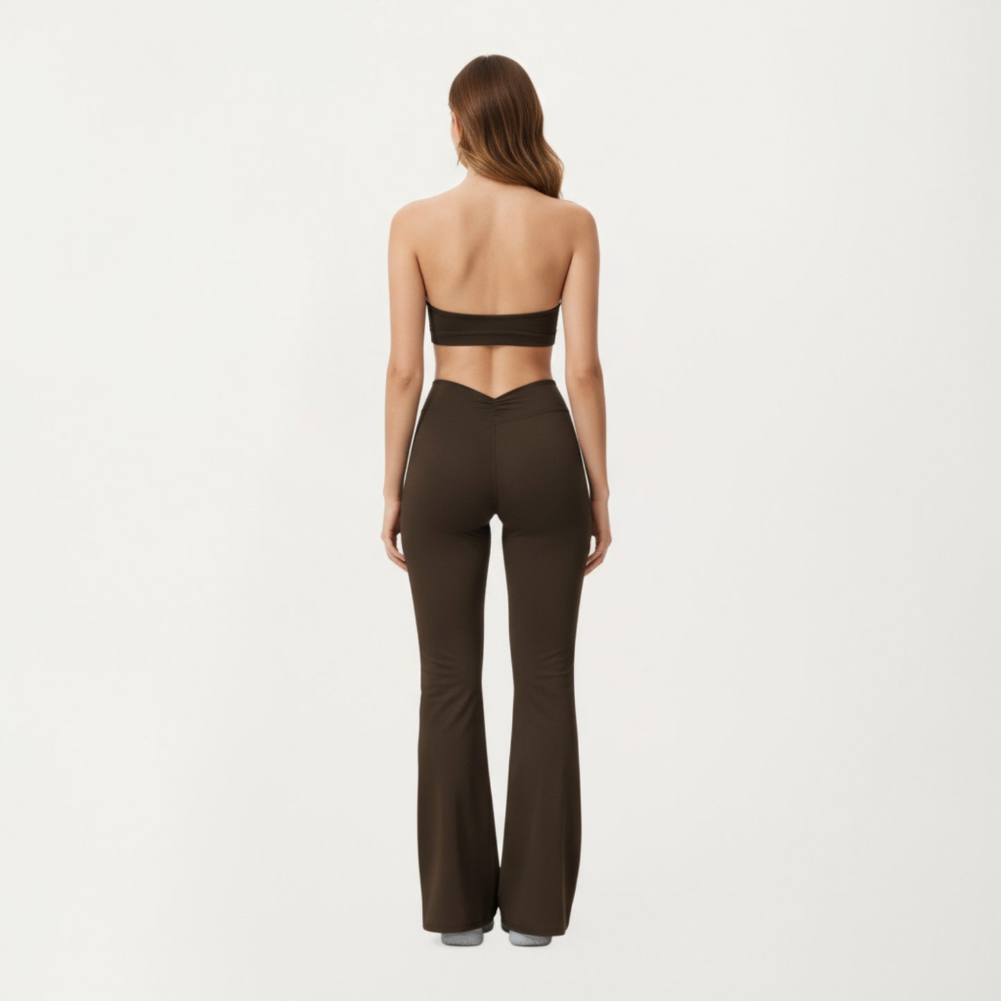 High Waist Flare Leg Athletic Pants with Smooth Stretch Fabric and Contoured Supportive Fit for Comfortable Daily Movement