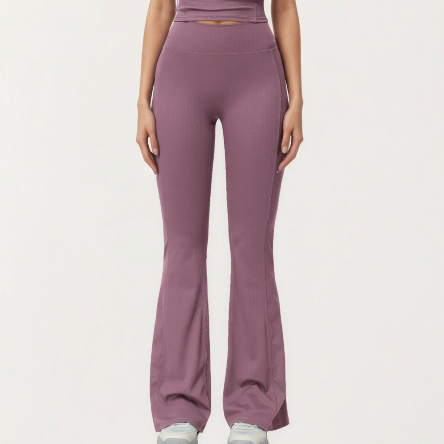 High Waist Flare Leg Athletic Pants with Smooth Stretch Fabric and Contoured Supportive Fit for Comfortable Daily Movement