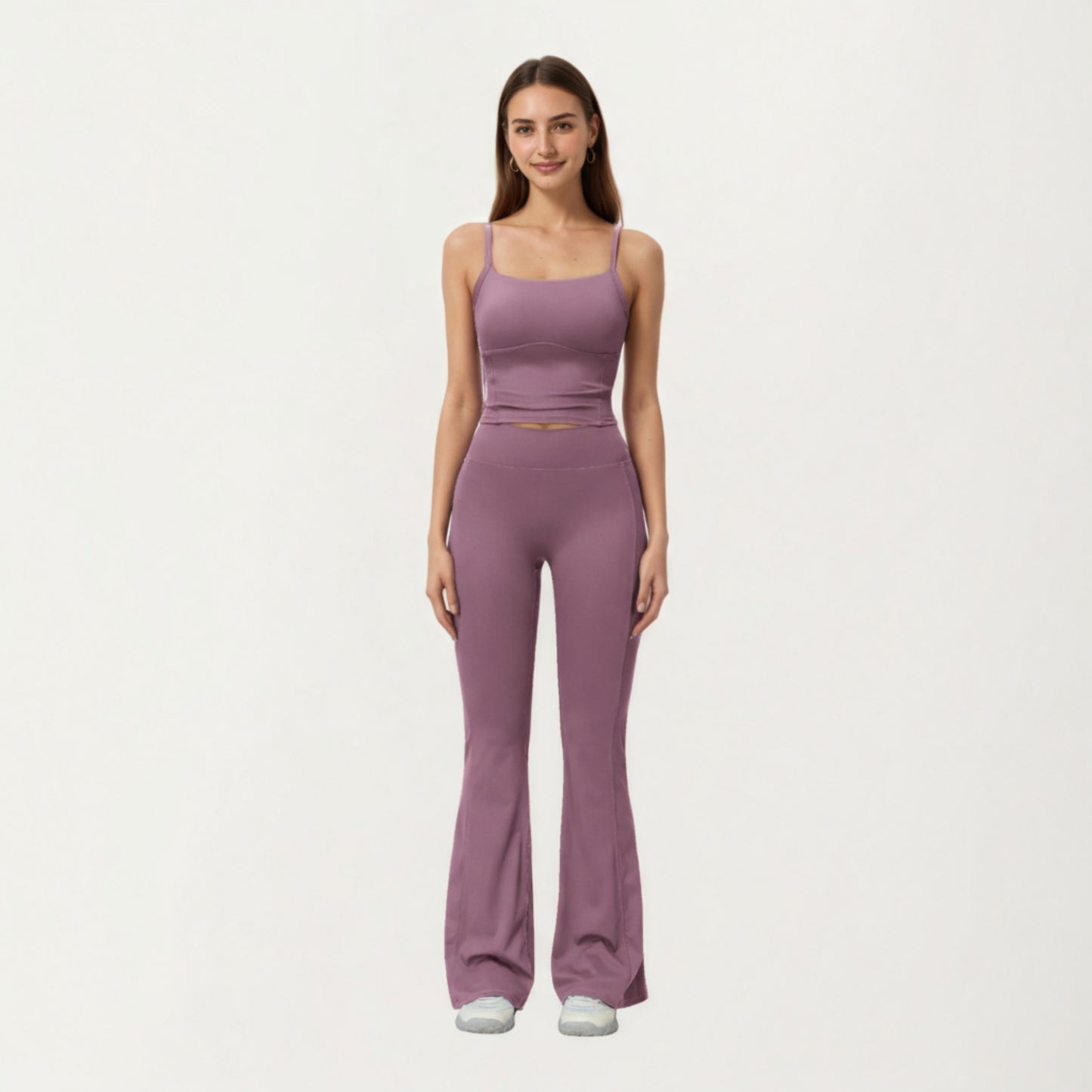 High Waist Flare Leg Athletic Pants with Smooth Stretch Fabric and Contoured Supportive Fit for Comfortable Daily Movement