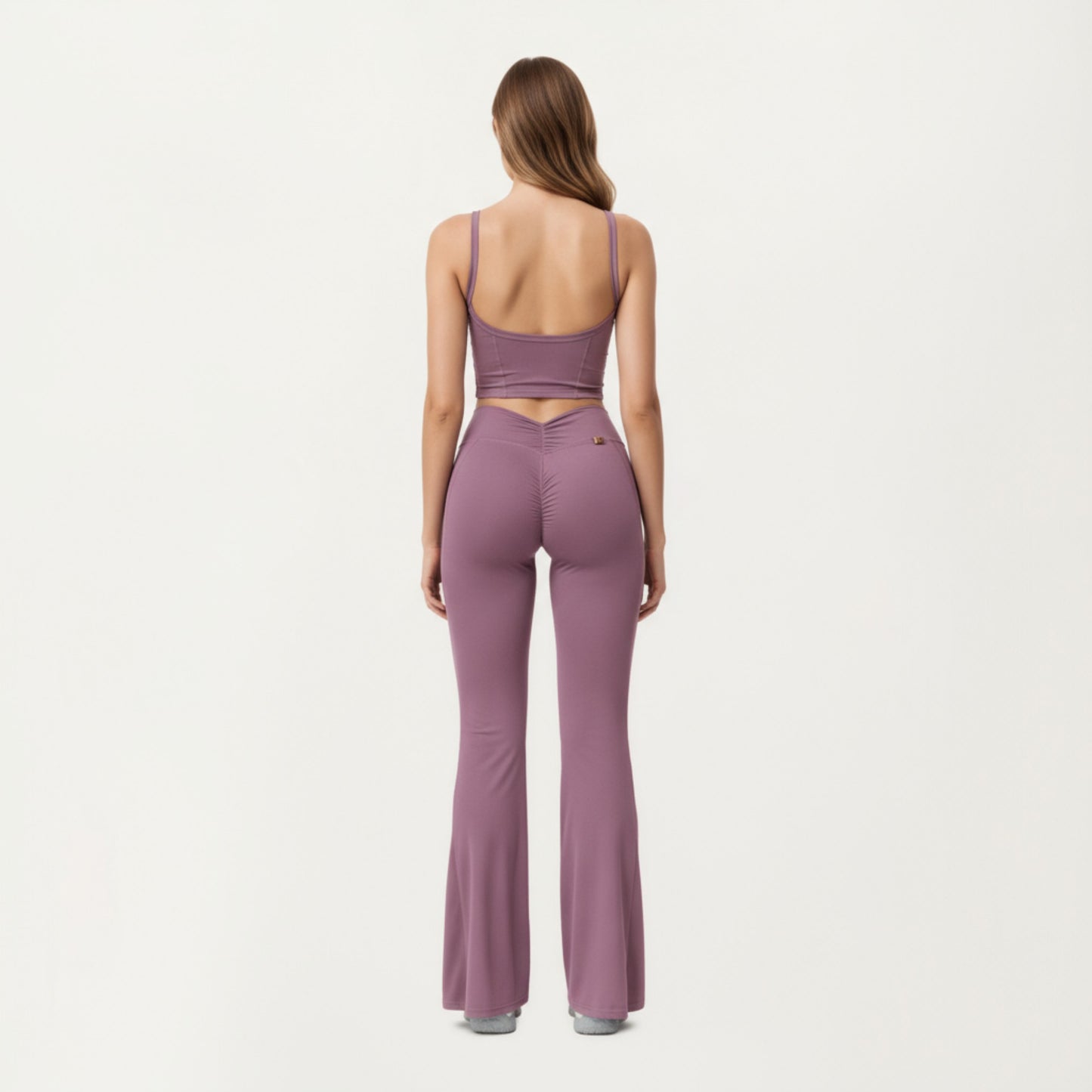 High Waist Flare Leg Athletic Pants with Smooth Stretch Fabric and Contoured Supportive Fit for Comfortable Daily Movement