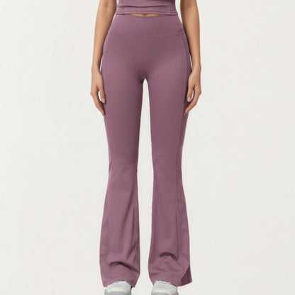 High Waist Flare Leg Athletic Pants with Smooth Stretch Fabric and Contoured Supportive Fit for Comfortable Daily Movement