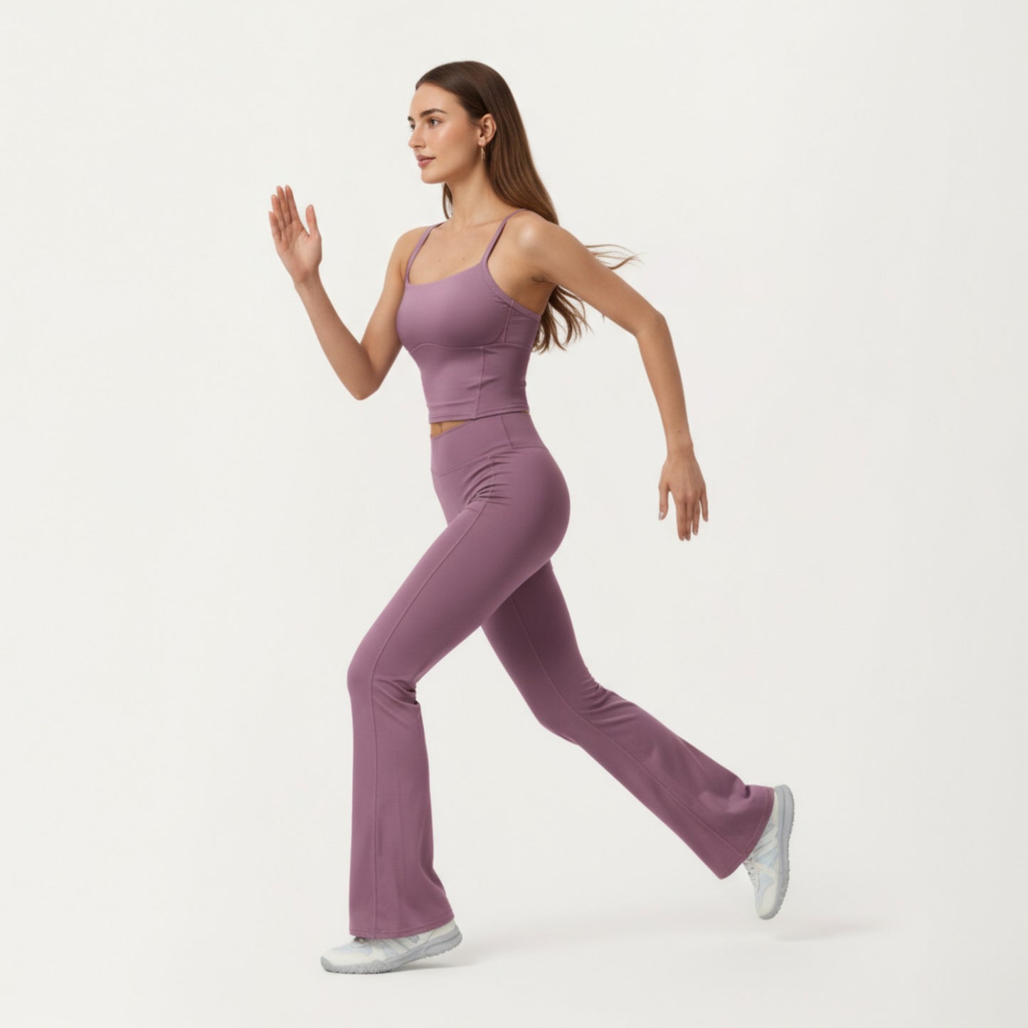 High Waist Flare Leg Athletic Pants with Smooth Stretch Fabric and Contoured Supportive Fit for Comfortable Daily Movement