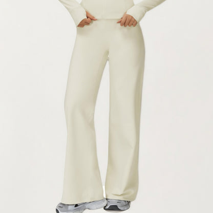 High Waist Wide Leg Athletic Pants with Smooth Stretch Fabric and Relaxed Contoured Fit for Everyday Movement Comfort