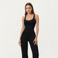 Scoop Neck Flare Leg One-Piece Activewear Jumpsuit with Contoured Fit and Smooth Stretch Fabric for Streamlined Comfort
