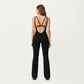 Scoop Neck Flare Leg One-Piece Activewear Jumpsuit with Contoured Fit and Smooth Stretch Fabric for Streamlined Comfort