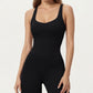 Scoop Neck Flare Leg One-Piece Activewear Jumpsuit with Contoured Fit and Smooth Stretch Fabric for Streamlined Comfort