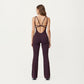 Scoop Neck Flare Leg One-Piece Activewear Jumpsuit with Contoured Fit and Smooth Stretch Fabric for Streamlined Comfort