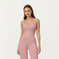 Scoop Neck Flare Leg One-Piece Activewear Jumpsuit with Contoured Fit and Smooth Stretch Fabric for Streamlined Comfort