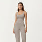 Scoop Neck Flare Leg One-Piece Activewear Jumpsuit with Contoured Fit and Smooth Stretch Fabric for Streamlined Comfort