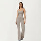 Scoop Neck Flare Leg One-Piece Activewear Jumpsuit with Contoured Fit and Smooth Stretch Fabric for Streamlined Comfort