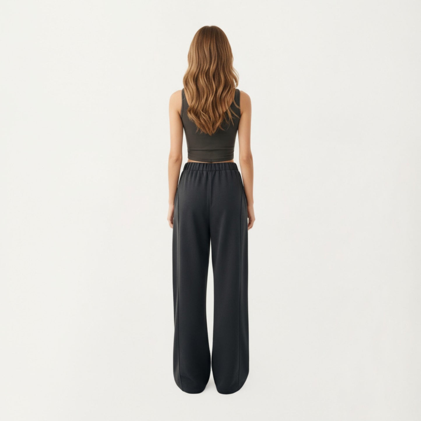 Ribbed Cropped Active Tank Top with Soft Stretch Fabric Scoop Neckline Contoured Seam Detail