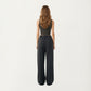 Ribbed Cropped Active Tank Top with Soft Stretch Fabric Scoop Neckline Contoured Seam Detail
