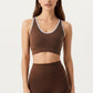 Stretch Sports Bra with Scoop Neckline Contrast Trim and Supportive Wrapped Underband Design