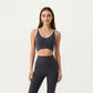 Stretch Sports Bra with Scoop Neckline Contrast Trim and Supportive Wrapped Underband Design