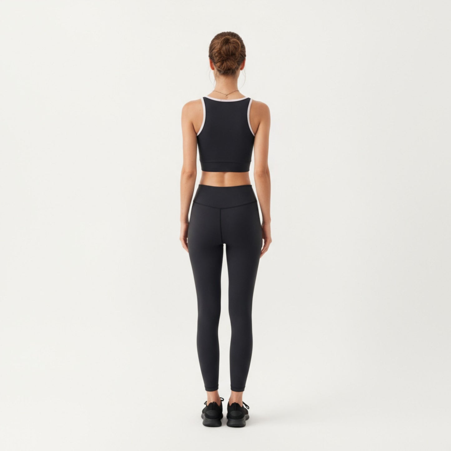 Stretch Sports Bra with Scoop Neckline Contrast Trim and Supportive Wrapped Underband Design