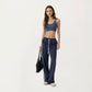 Stretch Sports Bra with Scoop Neckline Contrast Trim and Supportive Wrapped Underband Design