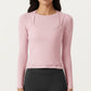 Long Sleeve Active Top with Layered Strap Detail Slim Contoured Fit and Modern Minimal Silhouette