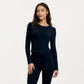 Long Sleeve Fitted Active Top with Smooth Stretch Fabric Contoured Seaming