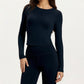 Long Sleeve Fitted Active Top with Smooth Stretch Fabric Contoured Seaming