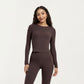 Long Sleeve Fitted Active Top with Smooth Stretch Fabric Contoured Seaming