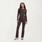 Long Sleeve Fitted Active Top with Smooth Stretch Fabric Contoured Seaming