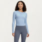 Long Sleeve Fitted Active Top with Smooth Stretch Fabric Contoured Seaming