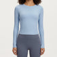 Long Sleeve Fitted Active Top with Smooth Stretch Fabric Contoured Seaming