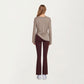 Long Sleeve V Neck Top with Soft Textured Fabric Relaxed Draped Silhouette and Curved Hemline