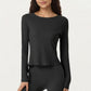 Long Sleeve Active Top with Soft Stretch Fabric Crew Neckline Clean Minimal Silhouette