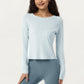 Long Sleeve Active Top with Soft Stretch Fabric Crew Neckline Clean Minimal Silhouette