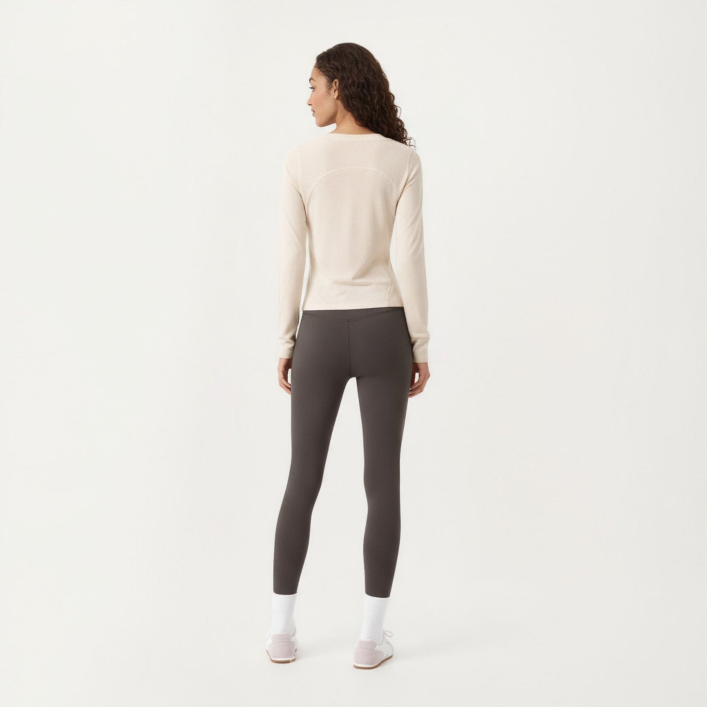 Long Sleeve Active Top with Soft Stretch Fabric Crew Neckline Clean Minimal Silhouette