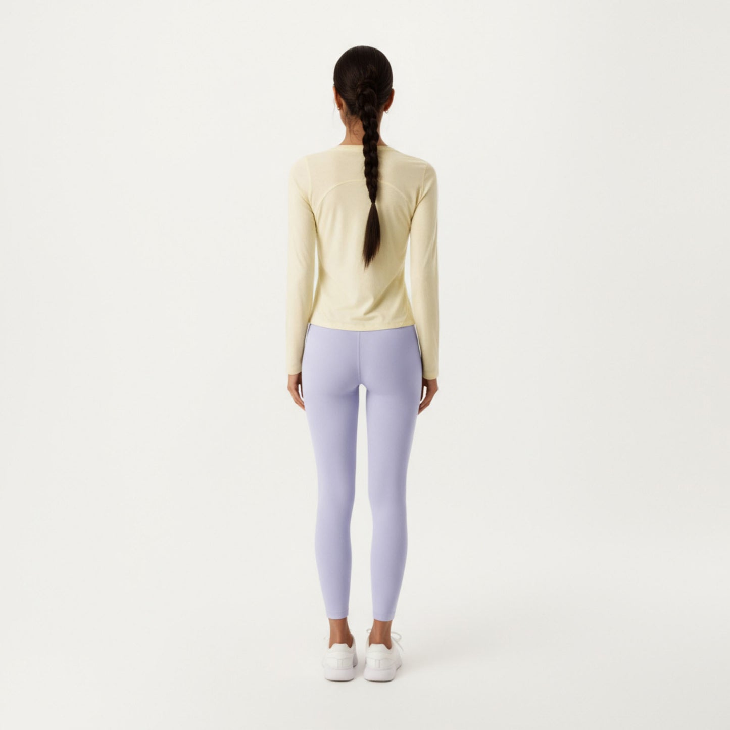Long Sleeve Active Top with Soft Stretch Fabric Crew Neckline Clean Minimal Silhouette