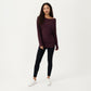 Off Shoulder Long Sleeve Top with Soft Stretch Fabric Relaxed Draped Fit and Extended Hemline