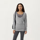 Off Shoulder Long Sleeve Top with Soft Stretch Fabric Relaxed Draped Fit and Extended Hemline