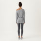 Off Shoulder Long Sleeve Top with Soft Stretch Fabric Relaxed Draped Fit and Extended Hemline