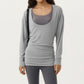 Off Shoulder Long Sleeve Top with Soft Stretch Fabric Relaxed Draped Fit and Extended Hemline