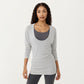 Off Shoulder Long Sleeve Top with Soft Stretch Fabric Relaxed Draped Fit and Extended Hemline