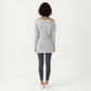 Off Shoulder Long Sleeve Top with Soft Stretch Fabric Relaxed Draped Fit and Extended Hemline