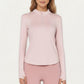 Long Sleeve Active Top with High Neck Half Zip Front Smooth Stretch Fabric and Contoured Fit